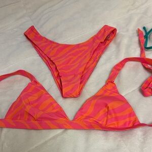 SHEIN Vibrant Pink and Orange Bikini Top